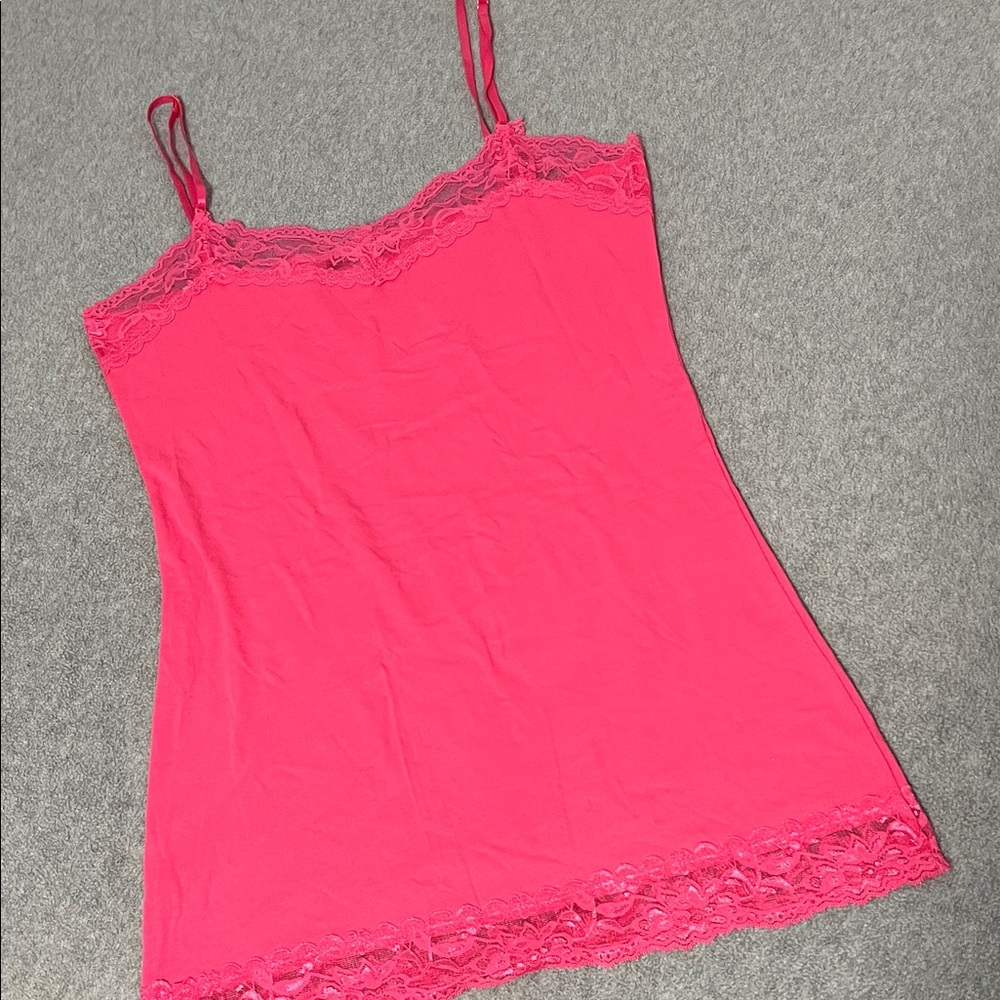 Pink Y2K Tank Top Cami Large Lace Beach Diaries Skater Bella Coquette Summer